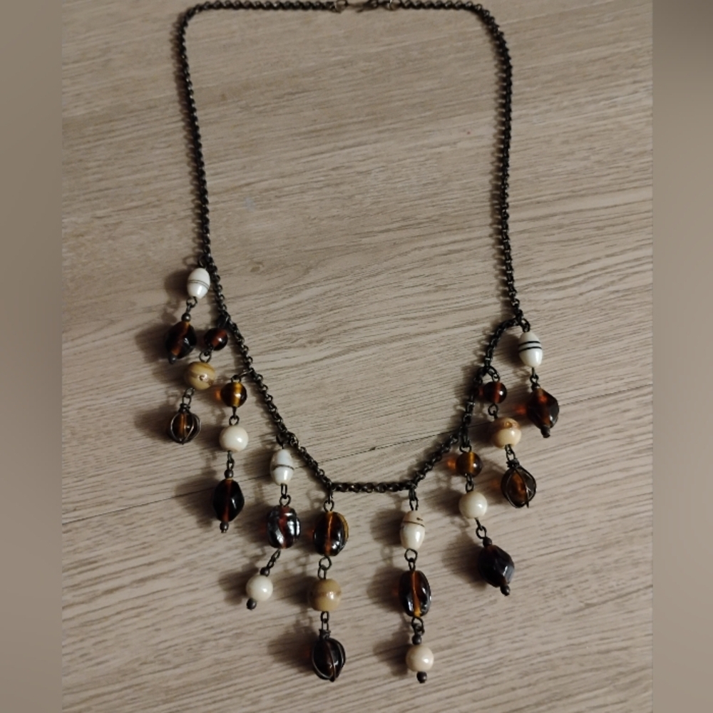 Versace Brown and Cream Beaded Necklace